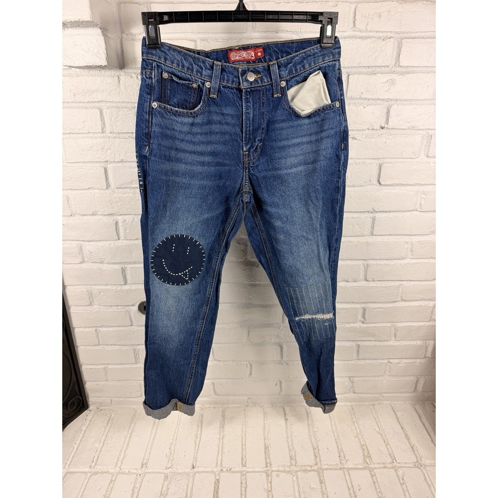Lucky Brand Lucky Legend 25R Boy Mid Rise Relaxed Straight Patchwork Jeans